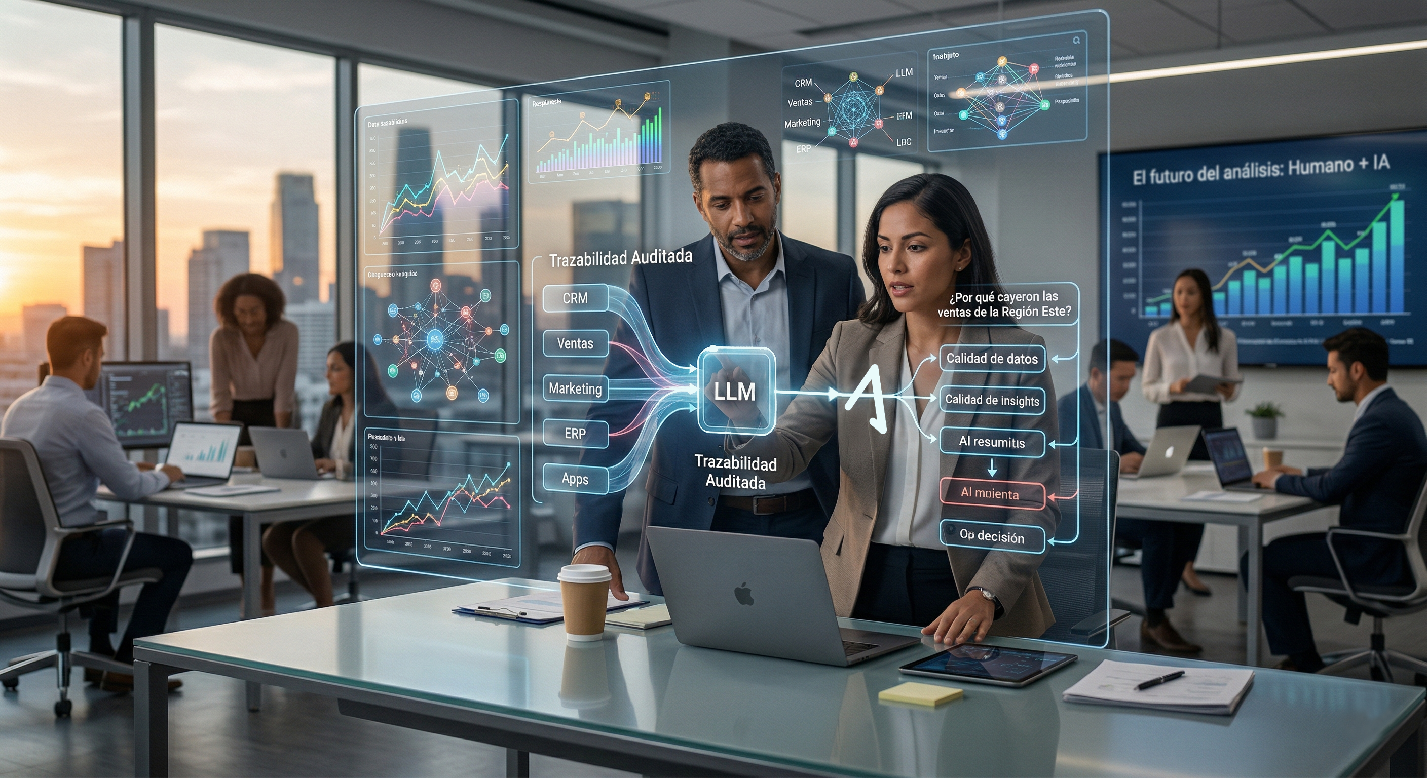 Ilustración del artículo: humano con IA